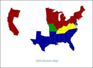 a map of the 1860 presidential election vote showing the North-South divide